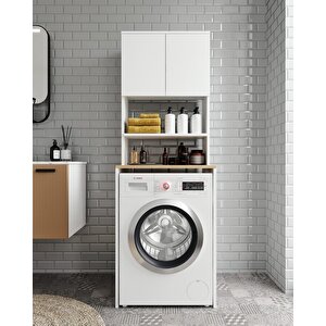 2 Kapaklı Tamamen Mdf Çamaşır Makinası Dolabı-Banyo Dolabı