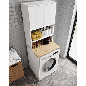 2 Kapaklı Tamamen Mdf Çamaşır Makinası Dolabı-Banyo Dolabı