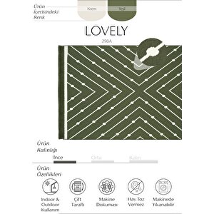 Lovely Yeşil Kilim Halı Çift Taraflı Makinede Yıkanabilir Banyo Mutfak Balkon Kilimi 80x150 cm