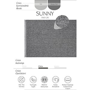 Sunny Gri Halı Yolluk Oturma Odası Salon Halısı Yumuşak Bukle Modern Kesme Makine Halısı 100x450 cm