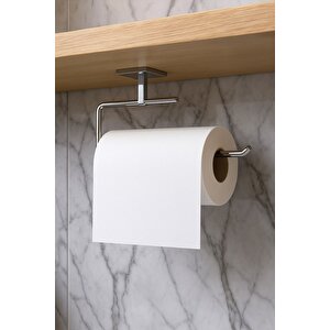 Yapışkanlı Krom 4’lü Banyo & Mutfak Havluluk Seti – Wc Kağıtlık, Rulo, Çember & Uzun Havlu Askısı