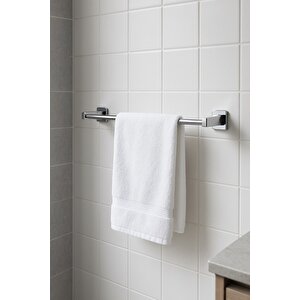 Yapışkanlı Krom 4’lü Banyo & Mutfak Havluluk Seti – Wc Kağıtlık, Rulo, Çember & Uzun Havlu Askısı