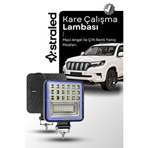Off Road 12-24 Volt Kare Sis Farı Drl Mavi̇ 4 Inç 126 W Oto Çalışma Lambası