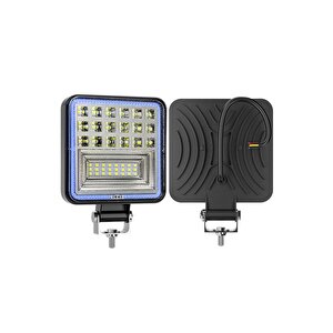 Off Road 12-24 Volt Kare Sis Farı Drl Mavi̇ 4 Inç 126 W Oto Çalışma Lambası