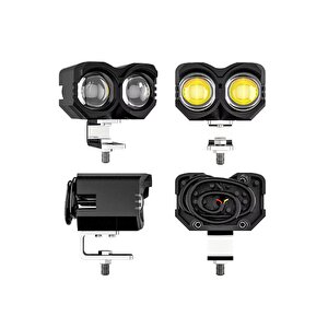 2 Adet Çift Renk Sarı Beyaz 60 Watt Motosiklet Atv Off Road Led Lamba Uyumlu
