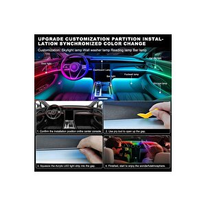 Araç Içi Ambiyans Aydınlatma Sistemi 18 In 1 Rgb Led Bluetooth Destekli - Müzik Ve Ses Duyarlı