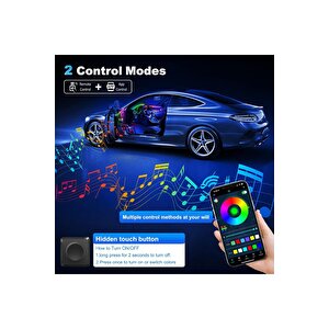 Araç Içi Ambiyans Aydınlatma Sistemi 18 In 1 Rgb Led Bluetooth Destekli - Müzik Ve Ses Duyarlı