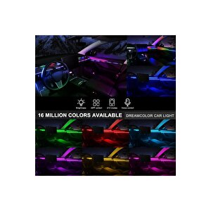 Araç Içi Ambiyans Aydınlatma Sistemi 18 In 1 Rgb Led Bluetooth Destekli - Müzik Ve Ses Duyarlı