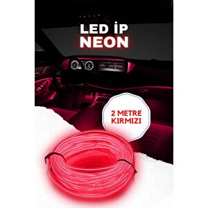 10 Adet Araç Içi Kırmızı Neon Ledi Ip Led Torpido Ledi 2 Metre Neon Led