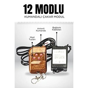 10 Adet 12 Modlu Ahşap Kumandalı Flaş Çakar Modülü Sis Modülü