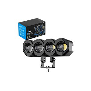 2 Adet motosiklet 4 Led Lazer Sis Farı  Delici Beyaz Sarı Çift Renk Metal Baykuş Led Işık