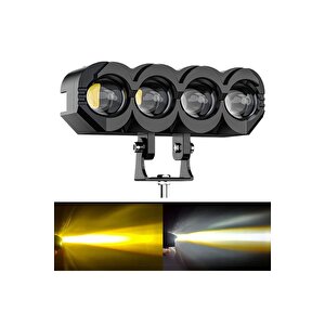 2 Adet motosiklet 4 Led Lazer Sis Farı  Delici Beyaz Sarı Çift Renk Metal Baykuş Led Işık
