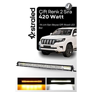 420watt Çift Renk Sarı Beyaz 114 Cm 2 Sıra Offroad Led Bar Atv