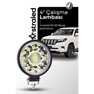 33led 12-24 Volt Yuvarlak Spot Far Oto Çalışma Lambası Atv Kamyon Tır Traktör Offroad