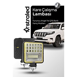 126w 12-24 Volt Kare Sis Farı Drl Sarı Oto Çalışma Lambası Atv Kamyon Tır Traktör Offroad