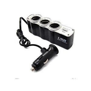 10 Adet 3 Port 1 Usb Oto Araç Çakmaklık Çoğaltıcı Soket Çoklayıcı 12v