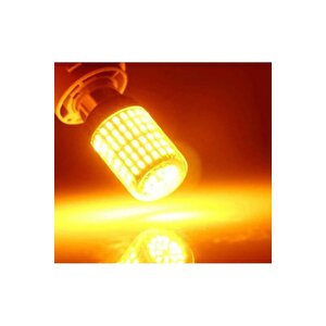 Led Sinyal Ampulü 144 Led Turuncu Ariza Işiği Yakmaz - Tek Duy Düz Tırnak