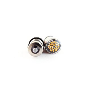 Led Sinyal Ampulü 144 Led Turuncu Ariza Işiği Yakmaz - Tek Duy Düz Tırnak