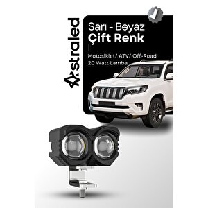Çift Renk Sarı Beyaz 60 Watt Motosiklet Atv Off Road Led Lamba