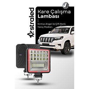 Off Road 12-24 Volt Kare Sis Farı Drl Kirmizi 4 Inç 126 W Oto Çalışma Lambası