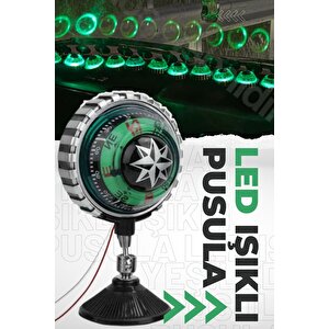 Araba Içi Torpido Üstü Vantuzlu Elektrikli Yeşil Işıklı Pusula Göstergesi