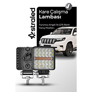 Off Road Çakarlı Drl Gündüz Led Kare Çalışma Lambası Traktör Tekne Tır Kamyon Atv Spot Sis Farı