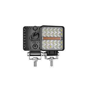 Off Road Çakarlı Drl Gündüz Led Kare Çalışma Lambası Traktör Tekne Tır Kamyon Atv Spot Sis Farı