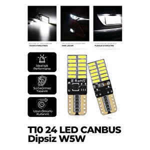 T10 Dipsiz W5w Canbus 3030 6 Ledli Beyaz Park Plaka Ampülü (2 Adet) T10 Canbus