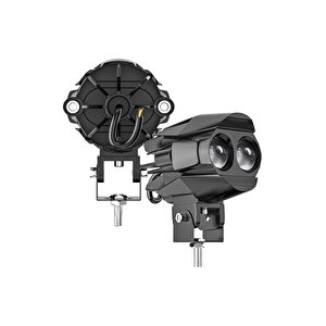 2 Adet Motosiklet Çift Göz Led Lazer Sis Farı  Delici Beyaz Sarı Çift Renk 12-80 Volt