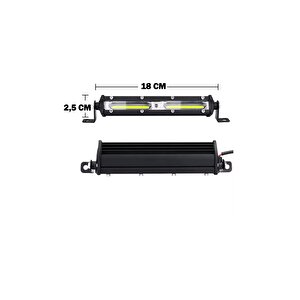 Ultra Ince Off Road Led Mini 182 Mm Cob 18w Led Bar Kamyon Iş Makinesi Arazi Aracı Çalışma Lambası