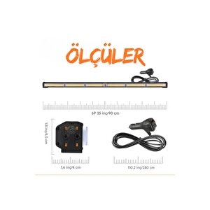 Turuncu Tepe Çakar Bar Led 90cm 12-24v Off Road Çekici Traktör İkaz Lambası Çakar 17 Modlu