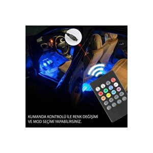 Araç Içi Ayak Altı Sese Duyarlı Rgb Şerit Led Aydınlatma 12 Led