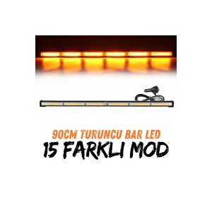 Turuncu Tepe Çakar Bar Led 90cm 12-24v Off Road Çekici Traktör İkaz Lambası Çakar 17 Modlu