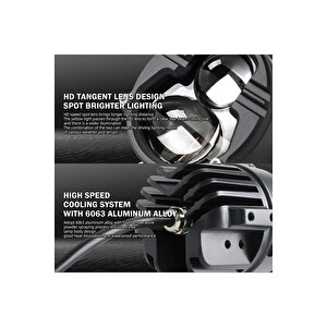 Motosiklet Led Sis Farı Metal Kasa Yüksek Güçlü Delici Spot Beyaz Sarı Çift Renk 1 Adet