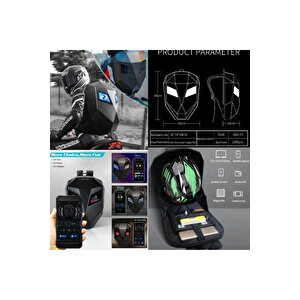Karbon, Led Gözlü Motorcu Sırt Çantası Ledli Sırt Çantası, Telefon Kontrol Kask Taşıma Çantası