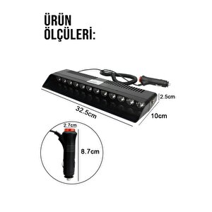 S12 Lamba Cam Içi Vantuzlu 12 Led Kırmızı Beyaz Mavi Çakmaklık Girişli 12 Mod