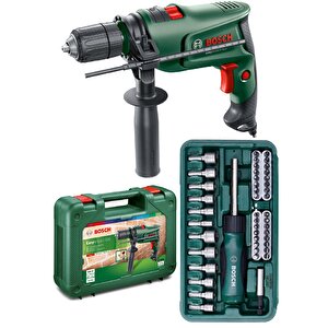 Darbeli Matkap 600 Watt 13mm + 46 Parça Vidalama Ucu Lokma Ucu Cırcır Tornavida Seti Cırcırlı