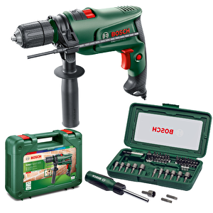 Darbeli Matkap 600 Watt 13mm + 46 Parça Vidalama Ucu Lokma Ucu Cırcır Tornavida Seti Cırcırlı