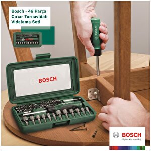 Bosch Darbeli Matkap 600 Watt 13mm + 46 Parça Vidalama Ucu Lokma Ucu Cırcır Tornavida Seti Cırcırlı