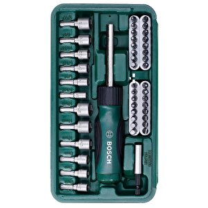 Bosch Darbeli Matkap 600 Watt 13mm + 46 Parça Vidalama Ucu Lokma Ucu Cırcır Tornavida Seti Cırcırlı