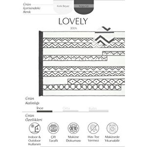 Lovely Beyaz Gri Kilim Halı Çift Taraflı Makinede Yıkanabilir Mutfak Balkon Banyo Kilim 160x230 cm
