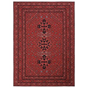 Cool Halı Private Bordo Eskitme Vintage Halı Etnik Desen Otantik Şönil Halı Yıkanabilir Salon Halısı