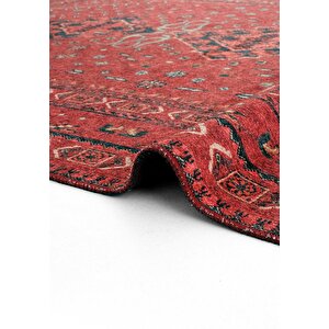 Cool Halı Private Bordo Eskitme Vintage Halı Etnik Desen Otantik Şönil Halı Yıkanabilir Salon Halısı