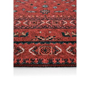 Cool Halı Private Bordo Eskitme Vintage Halı Etnik Desen Otantik Şönil Halı Yıkanabilir Salon Halısı