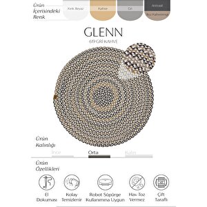Cool Halı Glenn 619 Renkli Yuvarlak Halı Dekoratif Antre Hol Hasır Mutfak Balkon Halısı Banyo Halısı