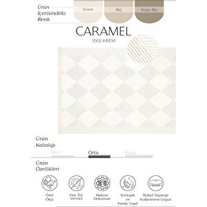 Caramel 9502 Krem Halı Yolluk Oturma Odası Halısı Kesme Antre Halısı Yatak Odası Halı 80x400 cm