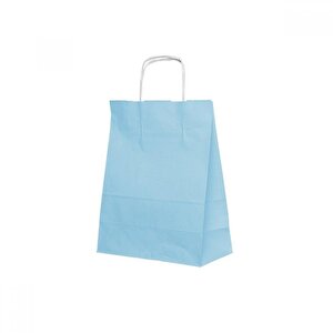 Büküm Saplı Kraft Kağıt Karton Hediyelik Çanta Poşet Torba - Mavi - 25x31 Cm. - 5 Adetlik 1 Paket