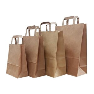 Flat Kraft Kağıt Çanta Karton Hediyelik Poşet Torba - 18x24 Cm. - 30 Adet