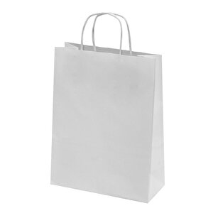 Büküm Saplı Kraft Kağıt Karton Hediyelik Çanta Poşet Torba - Gri - 31x41 Cm. - 50 Adet