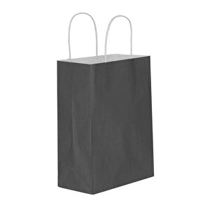 Büküm Saplı Kraft Kağıt Karton Hediyelik Çanta Poşet Torba - Siyah - 25x31 Cm. - 10 Adetlik 1 Paket